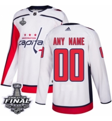 Men's Adidas Washington Capitals Customized Authentic White Away 2018 Stanley Cup Final NHL Jersey