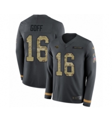 Youth Nike Los Angeles Rams #16 Jared Goff Limited Black Salute to Service Therma Long Sleeve NFL Jersey