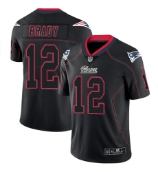 Men's Nike New England Patriots #12 Tom Brady Limited Lights Out Black Rush NFL Jersey