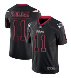 Men's Nike New England Patriots #11 Julian Edelman Limited Lights Out Black Rush NFL Jersey
