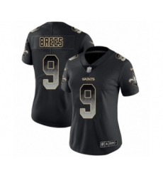 Women's New Orleans Saints #9 Drew Brees Limited Black Smoke Fashion Football Jersey