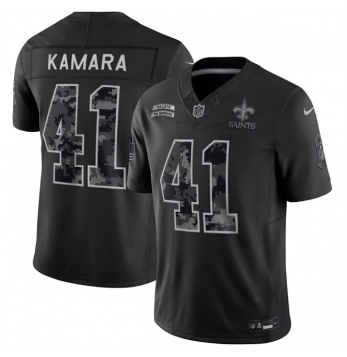 Men's New Orleans Saints #41 Alvin Kamara Black F.U.S.E. 2026 Salute to Service Limited Football Stitched Jersey