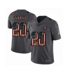 Men's Philadelphia Eagles #20 Brian Dawkins Carbon Black Retro Flag Limited Player Football Jersey