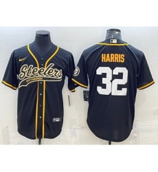 Men's Pittsburgh Steelers #32 Franco Harris Black With Patch Cool Base Stitched Baseball Jerseys