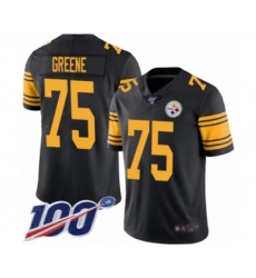 Men's Pittsburgh Steelers #75 Joe Greene Limited Black Rush Vapor Untouchable 100th Season Football Jersey