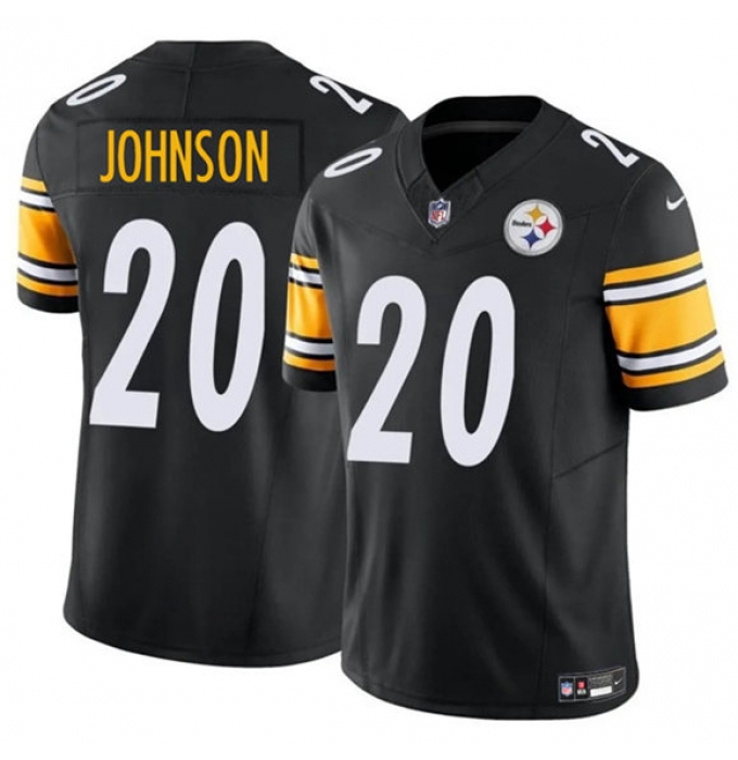 Men's Pittsburgh Steelers #20 Kaleb Johnson Black 2025 Draft F.U.S.E. Vapor Limited Football Stitched Jersey