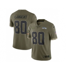 Men's Seattle Seahawks #80 Steve Largent 2022 Olive Salute To Service Limited Stitched Jersey
