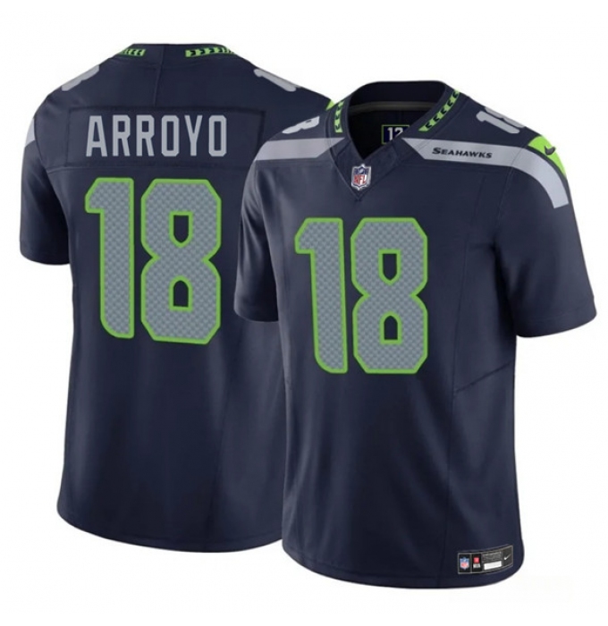 Men's Seattle Seahawks #18 Elijah Arroyo Navy 2025 Draft F.U.S.E. Vapor Limited Football Stitched Jersey