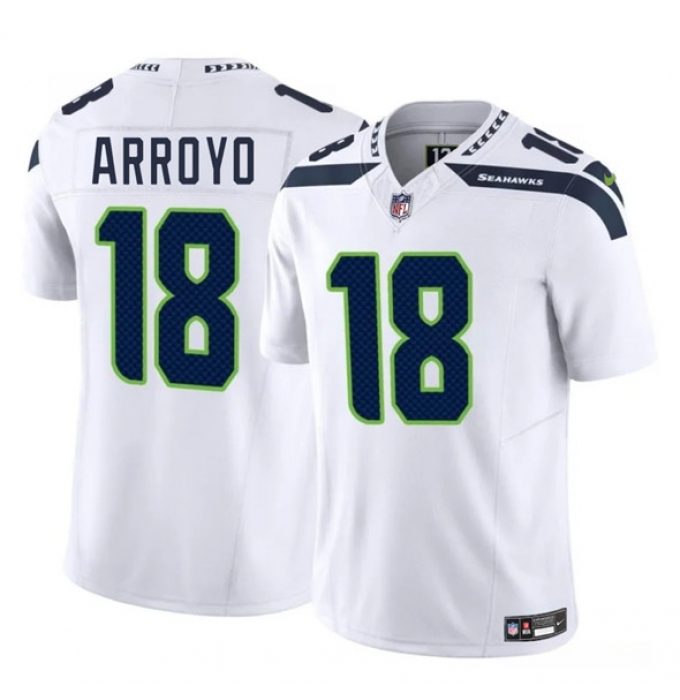 Men's Seattle Seahawks #18 Elijah Arroyo White 2025 Draft F.U.S.E. Vapor Limited Football Stitched Jersey