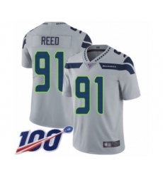 Men's Seattle Seahawks #91 Jarran Reed Grey Alternate Vapor Untouchable Limited Player 100th Season Football Jersey
