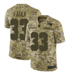 Men's Nike New England Patriots #33 Kevin Faulk Limited Camo 2018 Salute to Service NFL Jersey