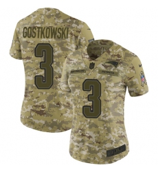 Women's Nike New England Patriots #3 Stephen Gostkowski Limited Camo 2018 Salute to Service NFL Jersey