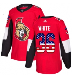 Men's Adidas Ottawa Senators #36 Colin White Red Home Authentic USA Flag Stitched NHL Jersey