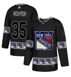 Men's Adidas New York Rangers #35 Mike Richter Authentic Black Team Logo Fashion NHL Jersey