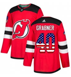 Men's Adidas New Jersey Devils #40 Michael Grabner Authentic Red USA Flag Fashion NHL Jersey