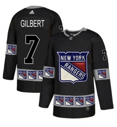 Men's Adidas New York Rangers #7 Rod Gilbert Authentic Black Team Logo Fashion NHL Jersey
