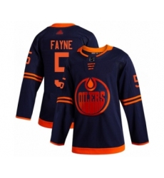 Men's Edmonton Oilers #5 Mark Fayne Authentic Navy Blue Alternate Hockey Jersey