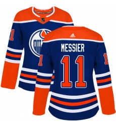 Women's Adidas Edmonton Oilers #11 Mark Messier Authentic Royal Blue Alternate NHL Jersey