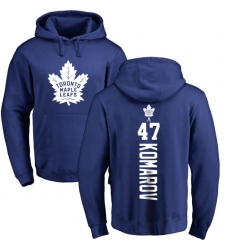 NHL Adidas Toronto Maple Leafs #47 Leo Komarov Royal Blue Backer Pullover Hoodie