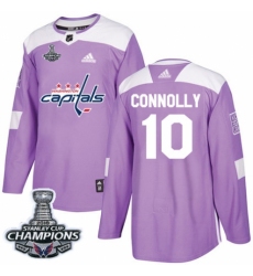 Youth Adidas Washington Capitals #10 Brett Connolly Authentic Purple Fights Cancer Practice 2018 Stanley Cup Final Champions NHL Jersey