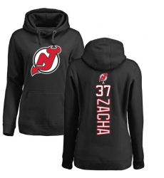 NHL Women's Adidas New Jersey Devils #37 Pavel Zacha Black Backer Pullover Hoodie