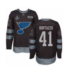 Men's St. Louis Blues #41 Robert Bortuzzo Authentic Black 1917-2017 100th Anniversary 2019 Stanley Cup Champions Hockey Jersey