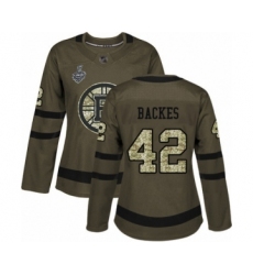 Women's Boston Bruins #42 David Backes Authentic Green Salute to Service 2019 Stanley Cup Final Bound Hockey Jersey