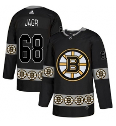 Men's Adidas Boston Bruins #68 Jaromir Jagr Authentic Black Team Logo Fashion NHL Jersey