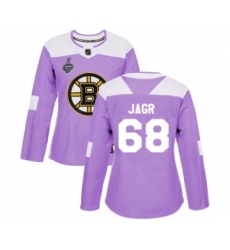 Women's Boston Bruins #68 Jaromir Jagr Authentic Purple Fights Cancer Practice 2019 Stanley Cup Final Bound Hockey Jersey