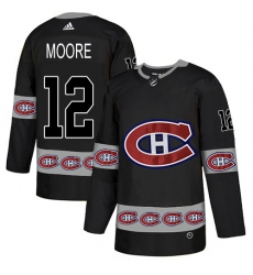 Men's Adidas Montreal Canadiens #12 Dickie Moore Authentic Black Team Logo Fashion NHL Jersey