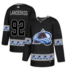 Men's Adidas Colorado Avalanche #92 Gabriel Landeskog Authentic Black Team Logo Fashion NHL Jersey