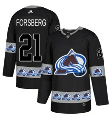 Men's Adidas Colorado Avalanche #21 Peter Forsberg Authentic Black Team Logo Fashion NHL Jersey