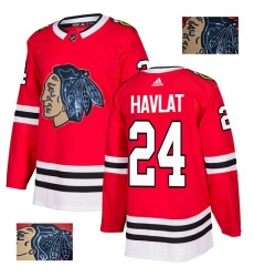 Men's Adidas Chicago Blackhawks #24 Martin Havlat Authentic Red Fashion Gold NHL Jersey