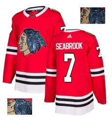 Men's Adidas Chicago Blackhawks #7 Brent Seabrook Authentic Red Fashion Gold NHL Jersey