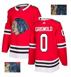 Men's Adidas Chicago Blackhawks #00 Clark Griswold Authentic Red Fashion Gold NHL Jersey