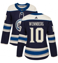 Women's Adidas Columbus Blue Jackets #10 Alexander Wennberg Authentic Navy Blue Alternate NHL Jersey