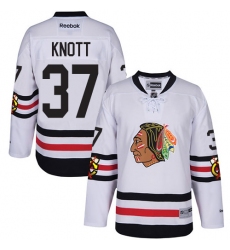 Youth Reebok Chicago Blackhawks #37 Graham Knott Authentic White 2017 Winter Classic NHL Jersey
