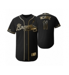 Men's 2019 Golden Edition Atlanta Braves Black #11 Ender Inciarte Flex Base Jersey