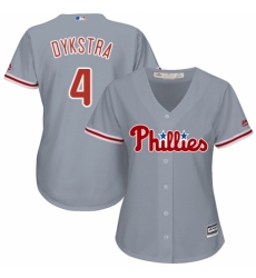Women's Majestic Philadelphia Phillies #4 Lenny Dykstra Authentic Grey Road Cool Base MLB Jersey