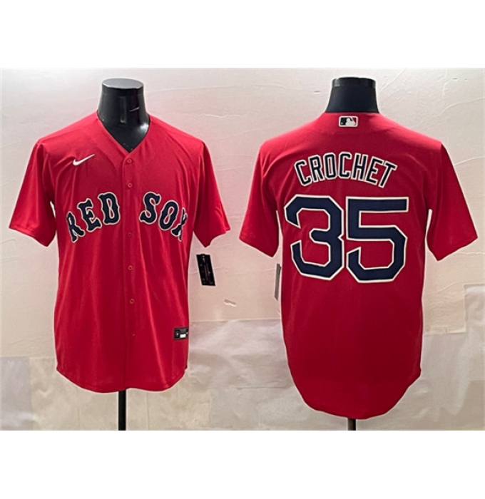 Men's Boston Red Sox #35 Garrett Crochet Red Cool Base Stitched Baseball Jersey