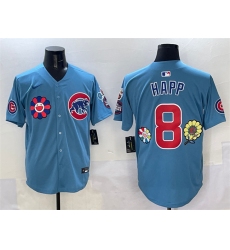 Men's Chicago Cubs #8 Ian Happ Blue 2025 Tokyo Series 2nd Alternate Limited Stitched Baseball Jersey