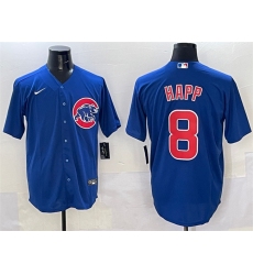 Men's Chicago Cubs #8 Ian Happ Royal Cool Base Stitched Baseball Jersey
