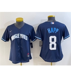 Women's Chicago Cubs #8 Ian Happ Navy City Connect Stitched Jersey