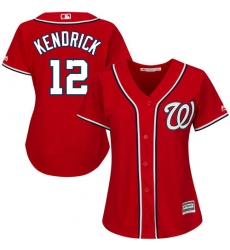 Women's Majestic Washington Nationals #12 Howie Kendrick Authentic Navy Blue Alternate 2 Cool Base MLB Jersey