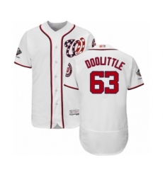 Men's Washington Nationals #63 Sean Doolittle White Home Flex Base Authentic Collection 2019 World Series Champions Baseball Jersey