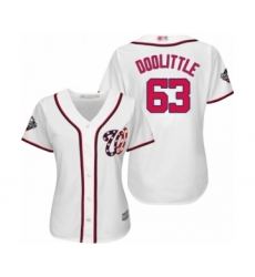 Women's Washington Nationals #63 Sean Doolittle Authentic White Home Cool Base 2019 World Series Bound Baseball Jersey