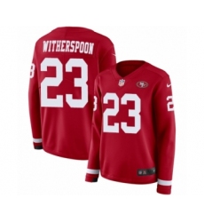 Women's Nike San Francisco 49ers #23 Ahkello Witherspoon Limited Red Therma Long Sleeve NFL Jersey