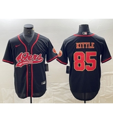 Men's San Francisco 49ers #85 George Kittle Black Red With Cool Base Stitched Baseball Jersey