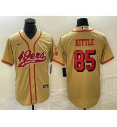 Men's San Francisco 49ers #85 George Kittle Gold Color Rush Cool Base Stitched Baseball Jersey