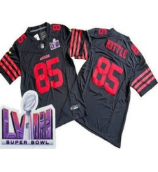 Men's San Francisco 49ers #85 George Kittle Limited Black FUSE LVIII Super Bowl Vapor Jersey